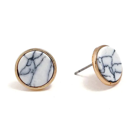 Geometric Marble Ear Studs and Earrings