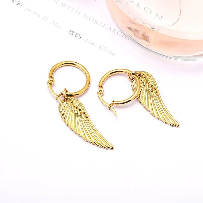 Stainless Steel Feather Earrings Fashion Studs