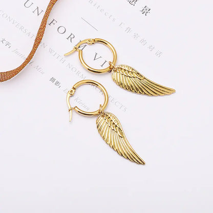 Stainless Steel Feather Earrings Fashion Studs