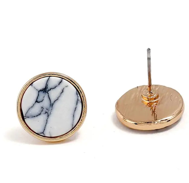 Geometric Marble Ear Studs and Earrings