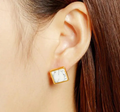 Geometric Marble Ear Studs and Earrings
