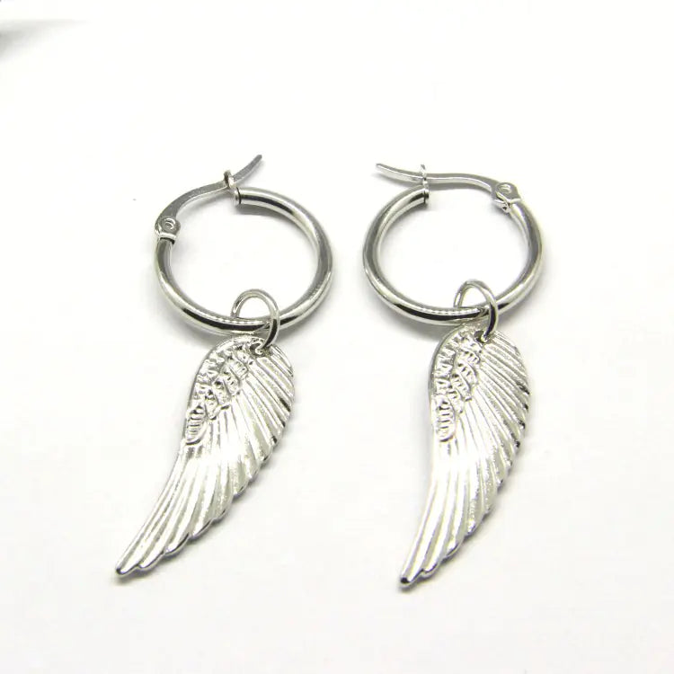 Stainless Steel Feather Earrings Fashion Studs