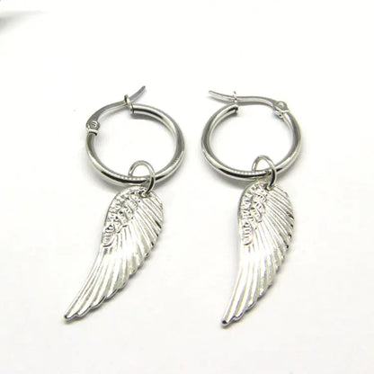 Stainless Steel Feather Earrings Fashion Studs