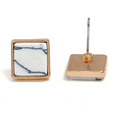 Geometric Marble Ear Studs and Earrings