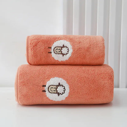 Cartoon Embroidery Thick Soft Towel Set (1pc)
