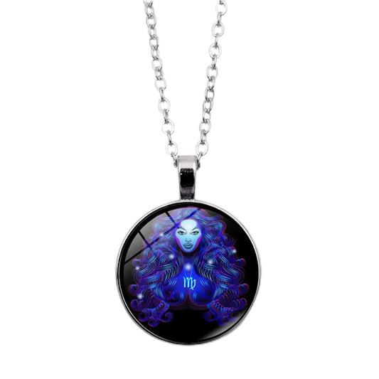 Spirit Necklace Zodiac Serene Manifestation Necklace Zodiac Pendant Necklace 12 Constellation Luminous Stone Couple Necklace Gift Ideal For Horoscope Lovers. (Virgo)