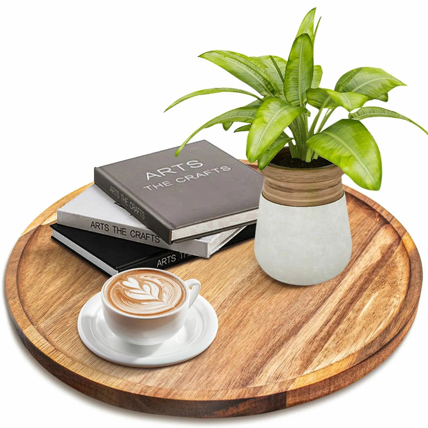 11.5 Inches Round Wood TrayCoffee Table Tray for Home Decor Acacia Wooden Serving Tray Decorative Tray for Kitchen Dining RoomCandle Tray Appetizer Charcuterie BoardTablas de Madera para decorar