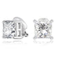 FAMARINE Silver Clip on Earrings Women CZ Square Clip Earrings Non-pierced Earrings Fake Earrings