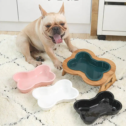 Large Anti-Tip Ceramic Pet Bowl for Cervical Support