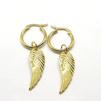 Stainless Steel Feather Earrings Fashion Studs
