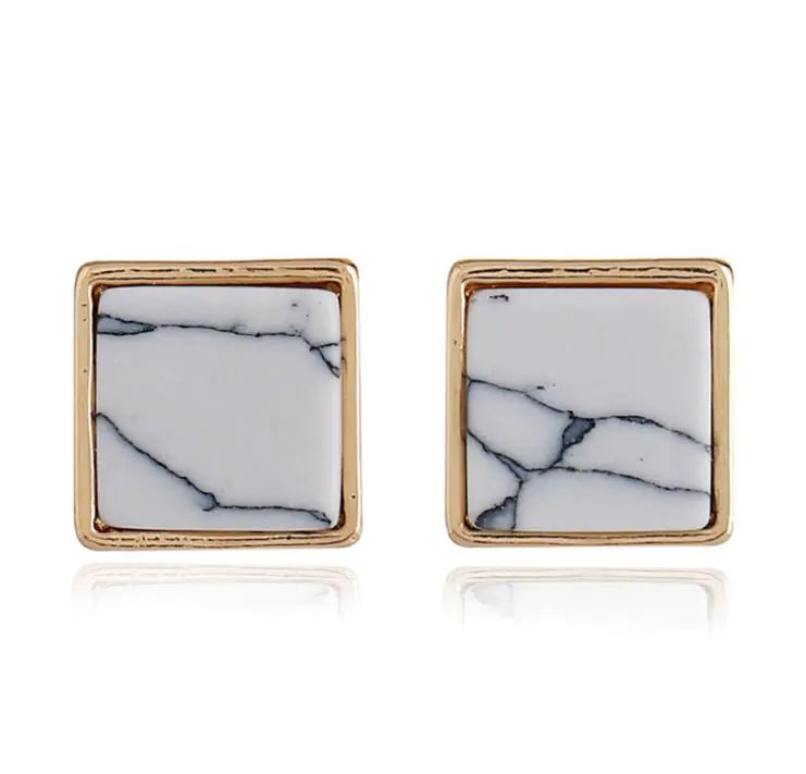 Geometric Marble Ear Studs and Earrings