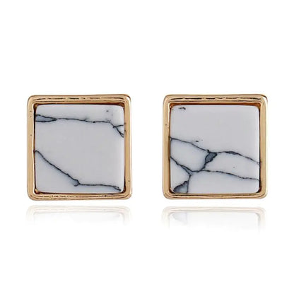Geometric Marble Ear Studs and Earrings