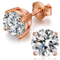 Diamond Stud Earrings Rose Gold Earrings Women Stud Earrings Rose Gold Cubic Zirconia Earrings 6mm