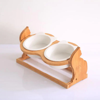 Adjustable Height Pet Bowl Set with Stand for Cats