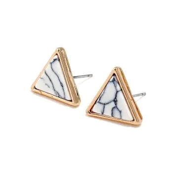 Geometric Marble Ear Studs and Earrings