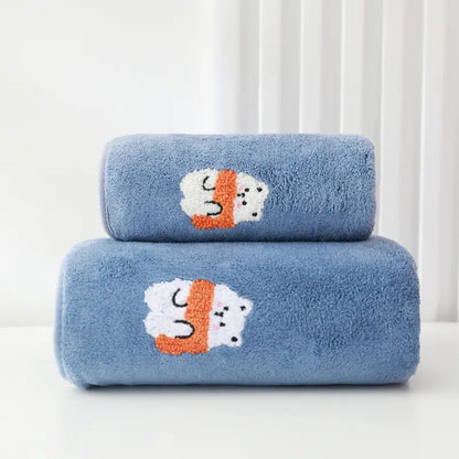 Cartoon Embroidery Thick Soft Towel Set (1pc)