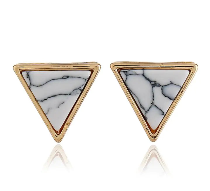 Geometric Marble Ear Studs and Earrings