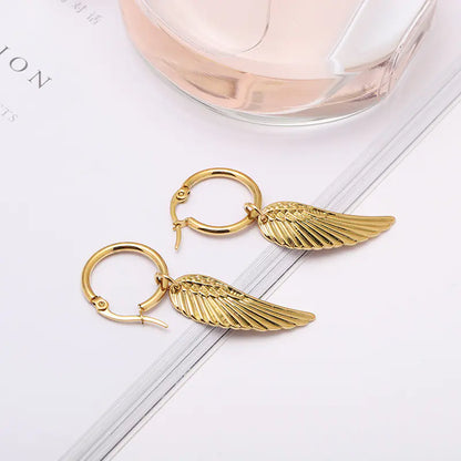 Stainless Steel Feather Earrings Fashion Studs