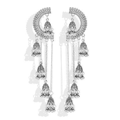 Indian Jhumka Earrings for Women Rhinestone Bell Pendant Earrings Ball Tassel Earrings Vintage Chandelier Earrings Boho Dangle Earrings Wedding Earrings
